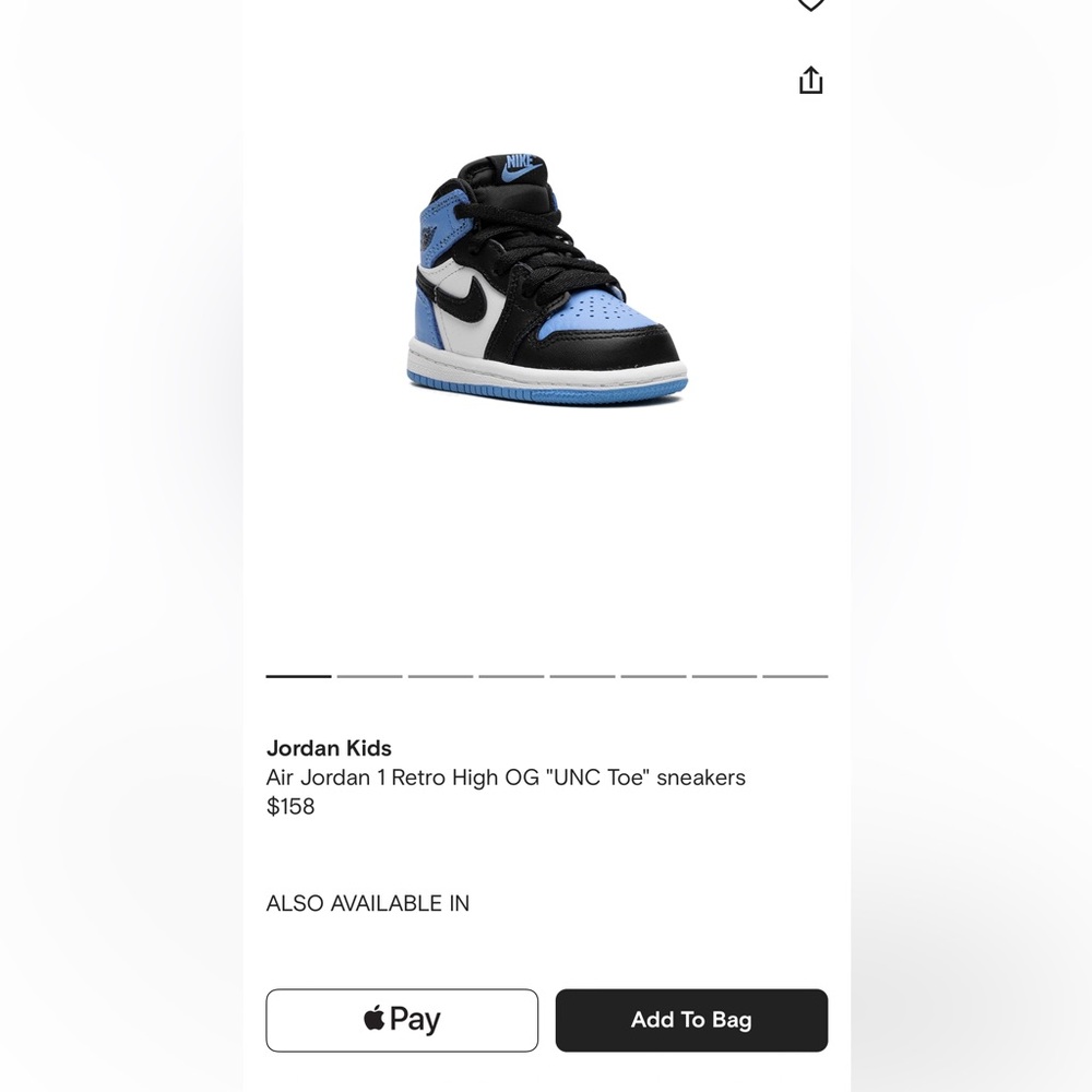 Toddler Air Jordan 1 retro high UNC toe